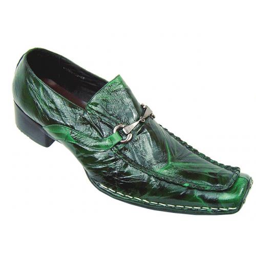 Fiesso Hunter Green Patent Leather Shoes w/ Buckle FI6211
